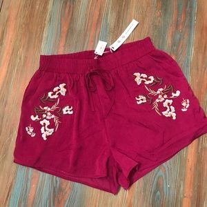 Fuchsia Embroidered Shorts